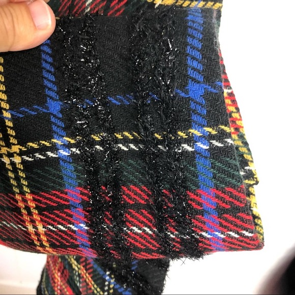 J.Crew Going Out Lurex Stewart Tartan Blazer Jacket Size 4 Red Holiday AE992 - Picture 8 of 12